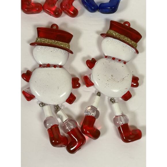 Set of 6 Dangle Legs Snowman Christmas Tree Ornaments Plastic - Picture 7 of 12